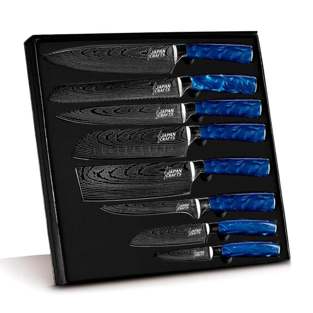 Japansk kockknivssats - blå epoxi
