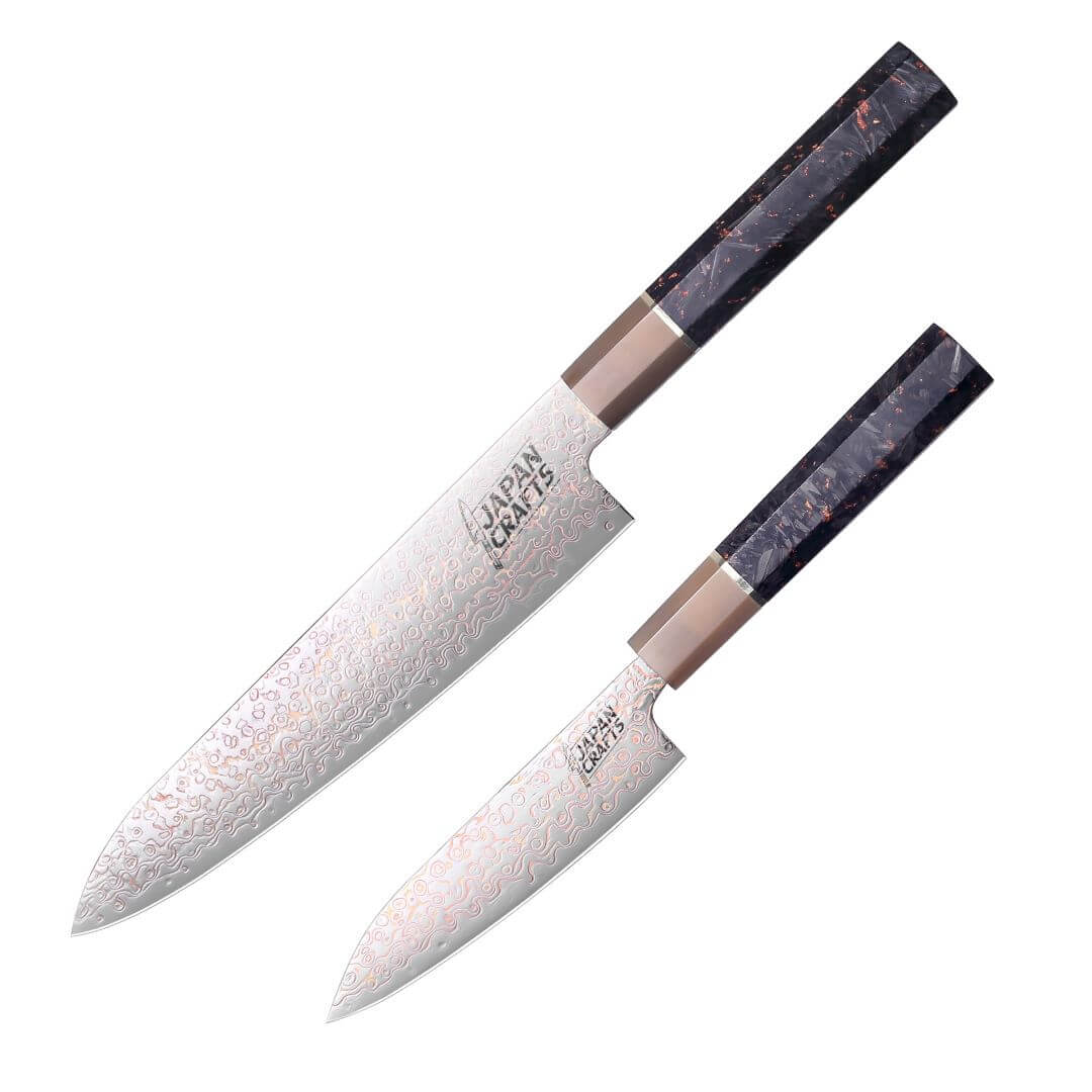 RAIJIN Series - Copper Damascus Knife Set