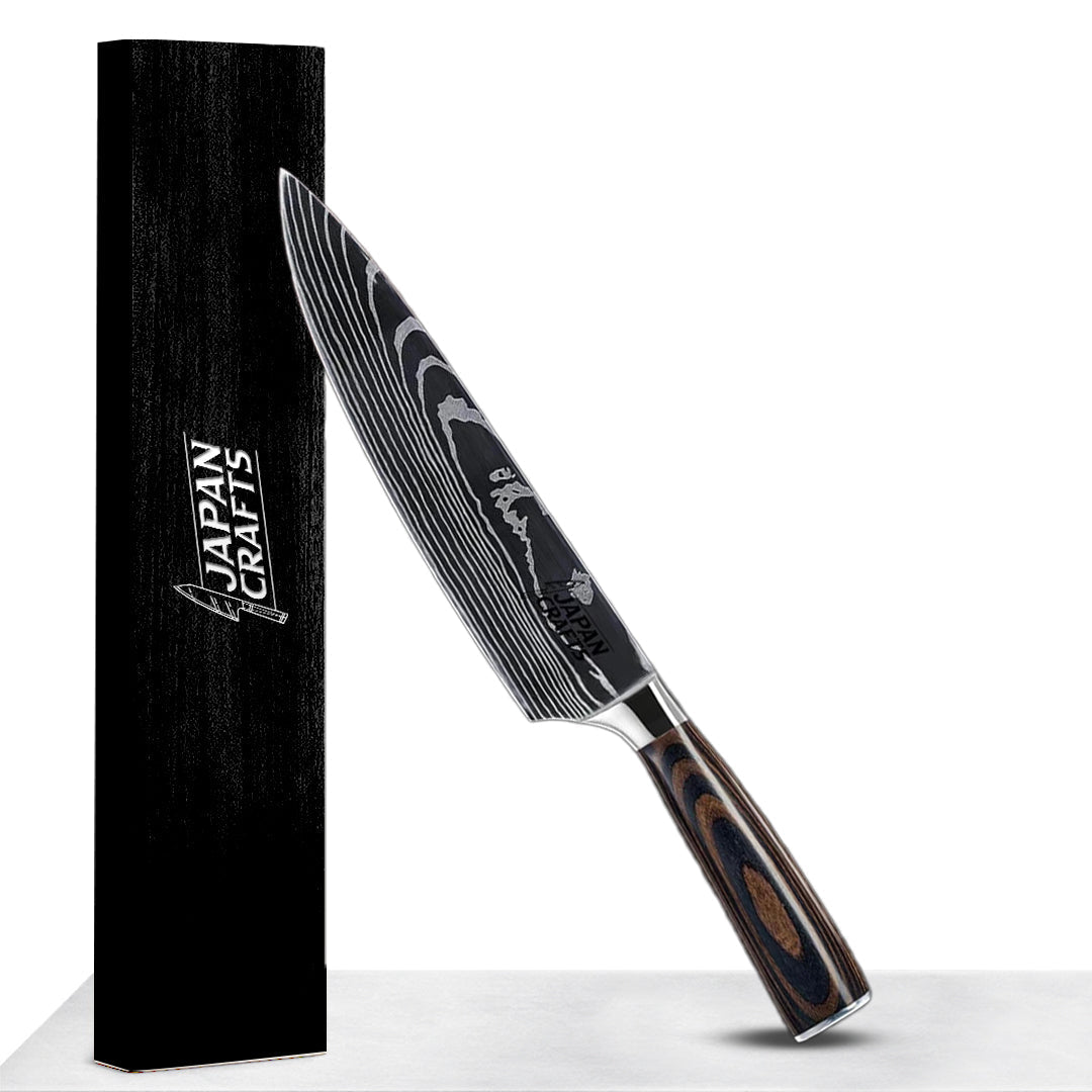Japanese Chef Knife Set – Brown Wood