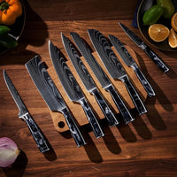 Japanese Chef Knife Set - Black Epoxy + Designer Magnetic Knifeblock