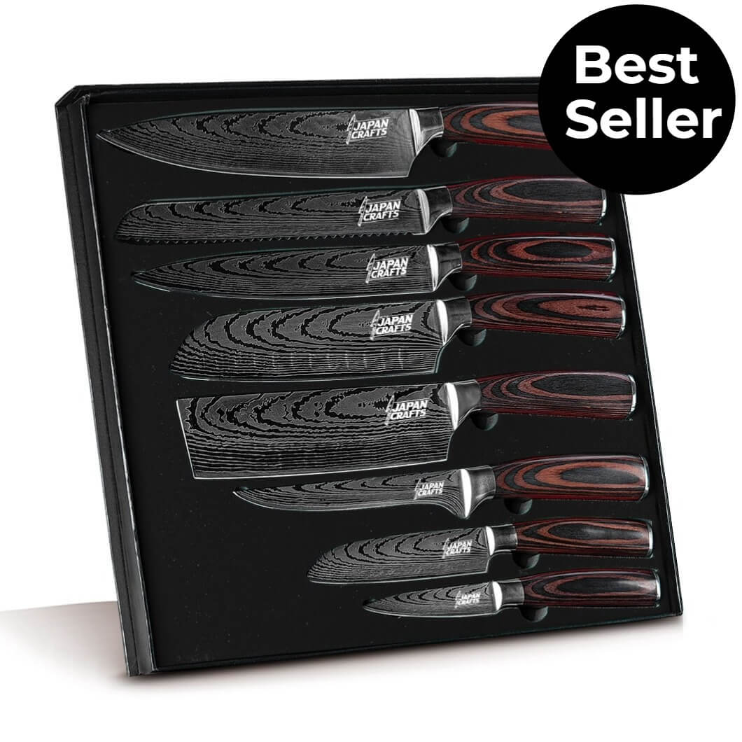 Japansk kockknivssats - brunt trä