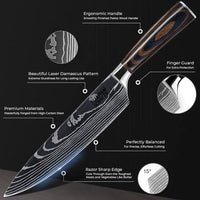 Japanese Chef Knife Set – Brown Wood