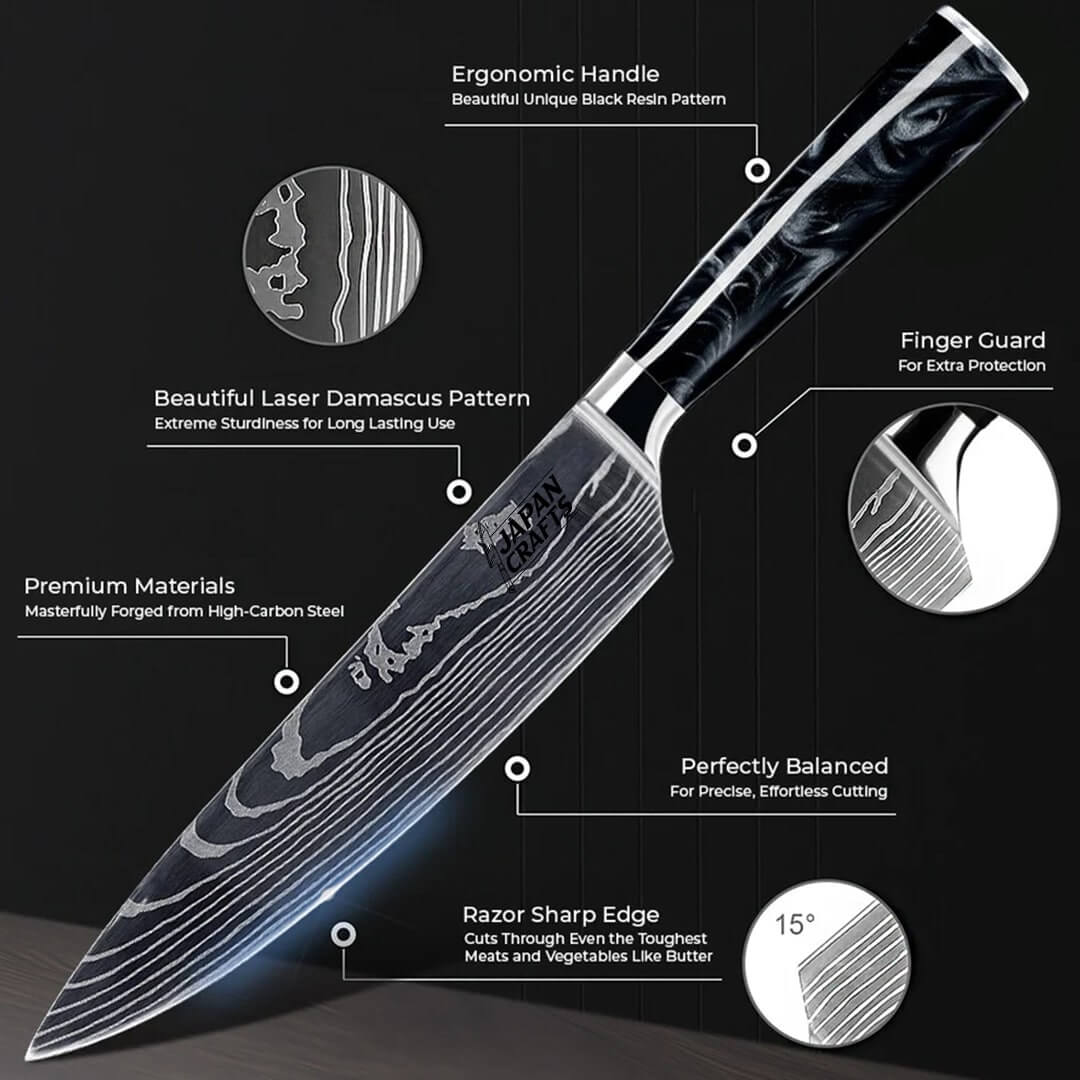 Japanese Chef Knife Set - Black Resin
