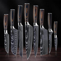 Japanese Chef Knife Set – Brown Wood