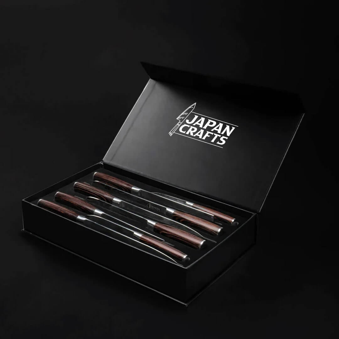Japanese Chef Knife Set – Brown Wood
