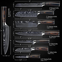 Japanese Chef Knife Set – Brown Wood