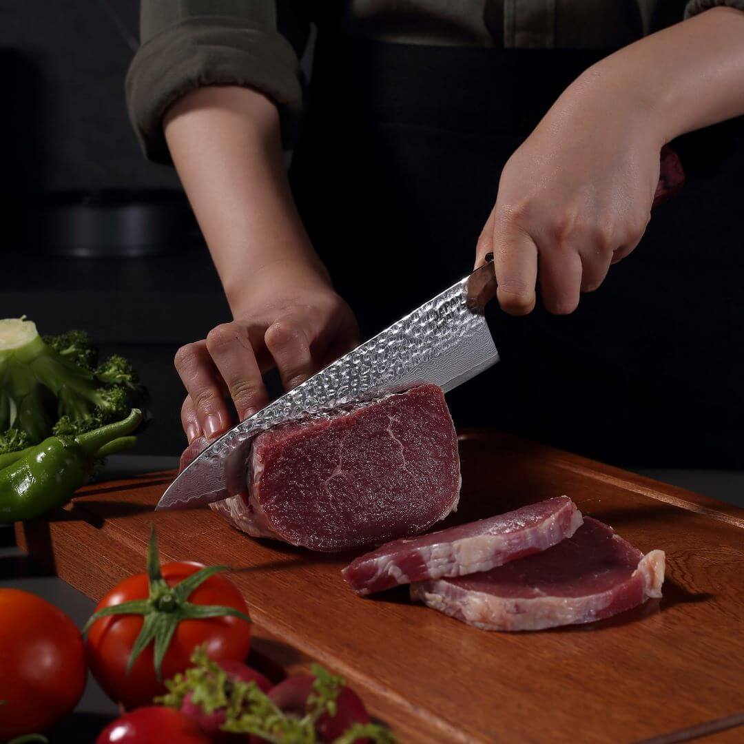 KENSEI Series - Hammered Damascus Chef Knife