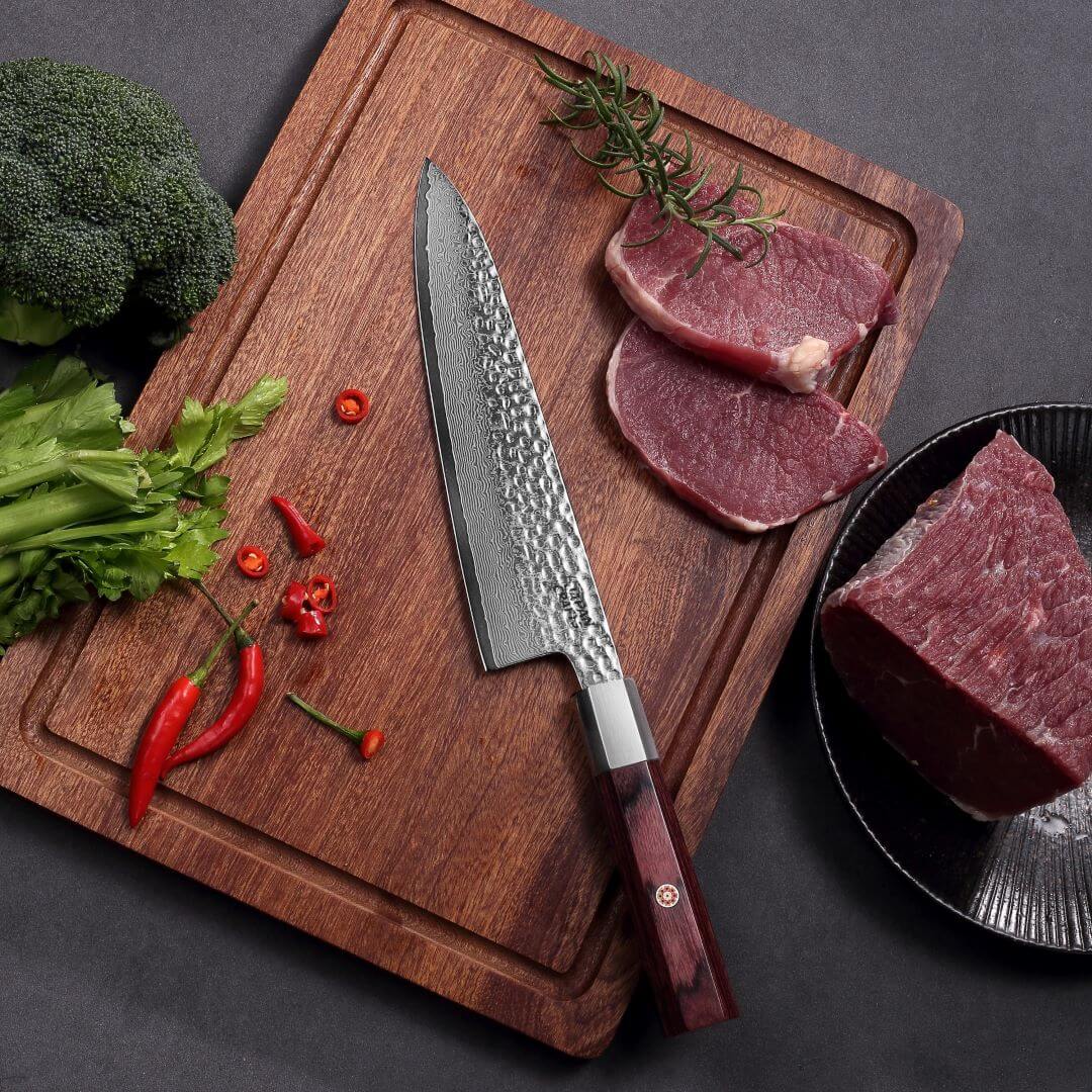 KENSEI Series - Hammered Damascus Chef Knife