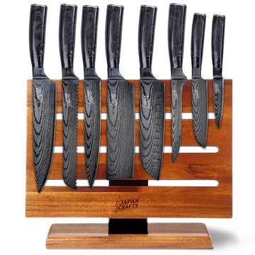 Japanese Chef Knife Set - Black Epoxy + Designer Magnetic Knifeblock